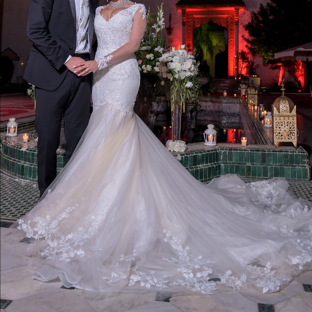 $7K wedding dress gown evening formal couture engagement size 0-2